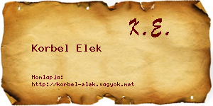 Korbel Elek névjegykártya